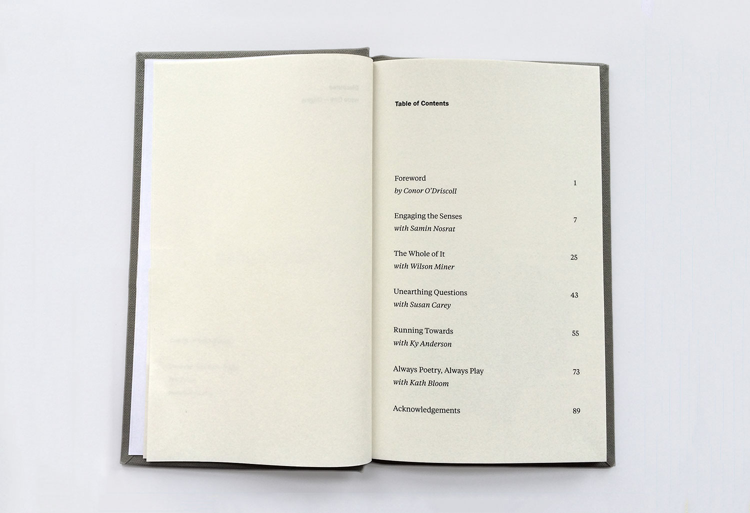 The book's table of contents